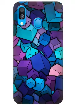 Чехол для Galaxy A40 - Синие кубы