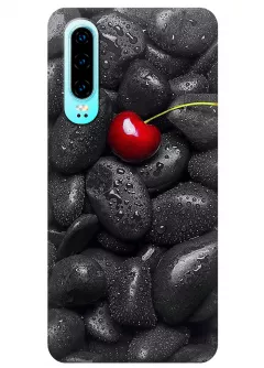 Чехол для Huawei P30 - Вишня на камнях