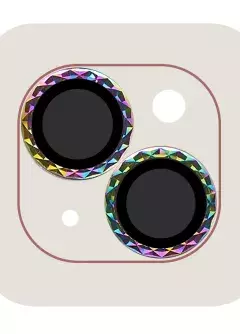 Защитное стекло Metal Shine на камеру (в упак.) для Apple iPhone 13 mini / 13, Сиреневый / Rainbow