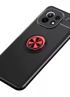 TPU чехол Deen ColorRing под магнитный держатель (opp) для Xiaomi Mi 11, Черный / Красный