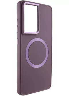 TPU чехол Bonbon Metal Style with MagSafe для Samsung Galaxy S21 Ultra, Бордовый / Plum