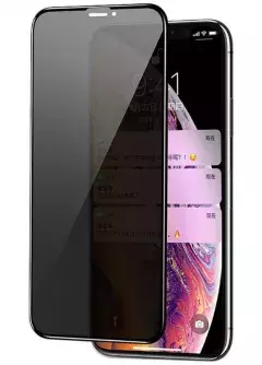 Защитное стекло Privacy 5D Matte (full glue) (тех.пак) для Apple iPhone X || Apple iPhone 11 Pro / Apple iPhone XS, Черный