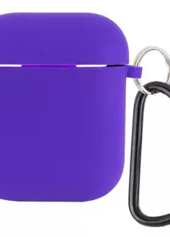 Силиконовый футляр с микрофиброй для наушников Airpods 1/2, Фиолетовый / Ultra Violet