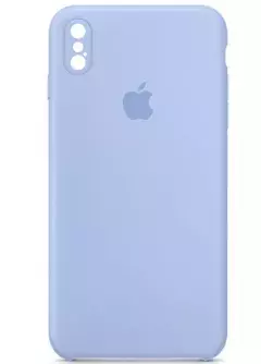 Чехол Silicone Case Square Full Camera Protective (AA) для Apple iPhone XS / X (5.8"), Голубой / Lilac Blue