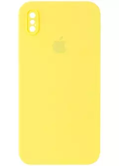 Чехол Silicone Case Square Full Camera Protective (AA) для Apple iPhone XS / X (5.8"), Желтый / Yellow