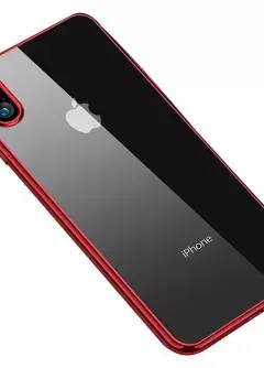 Прозрачный силиконовый чехол глянцевая окантовка Full Camera для Apple iPhone XS Max (6.5"), Красный
