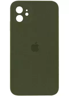 Чехол Silicone Case Square Full Camera Protective (AA) для Apple iPhone 11 (6.1"), Зеленый / Dark Olive
