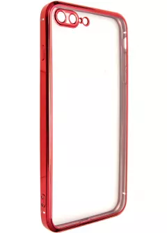 Прозрачный силиконовый чехол глянцевая окантовка Full Camera для Apple iPhone 7 plus/8 plus (5.5), Красный