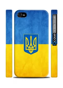 Патриотический чехол на iPhone 4/4S с флагом Украины и гербом - Ukraine 