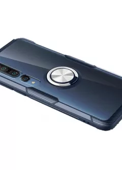 TPU+PC чехол Deen CrystalRing for Magnet (opp) для Xiaomi Mi 10 / Mi 10 Pro, Бесцветный / Темно-синий
