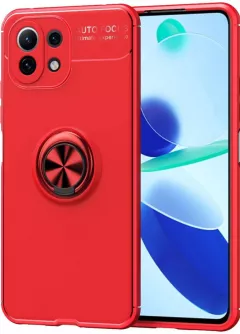 TPU чехол Deen ColorRing под магнитный держатель (opp) для Xiaomi Mi 11 Lite, Красный / Красный