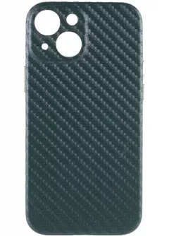 Уценка Кожаный чехол Leather Case Carbon series для Apple iPhone 13 mini (5.4"), Дефект упаковки / Зеленый