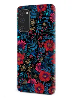 Samsung Galaxy S20 FE гибридный противоударный чехол LoooK с картинкой - Красные цветочки