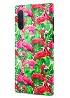 Samsung Note 10 гибридный противоударный чехол LoooK с картинкой - Розовые фламинго