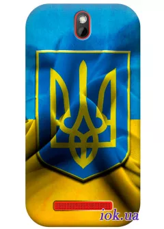 Чехол для HTC One ST - Герб Украины на ветру