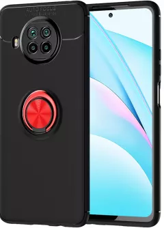 TPU чехол Deen ColorRing под магнитный держатель (opp) для Xiaomi Mi 10T Lite / Redmi Note 9 Pro 5G, Черный / Красный