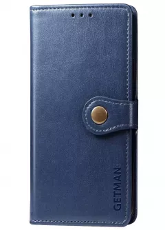 Кожаный чехол книжка GETMAN Gallant (PU) для Xiaomi Redmi Note 10 Pro 5G, Синий