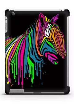 Пластиковая накладка с печатью на iPad 2/3/4 - Rainbow Zebra
