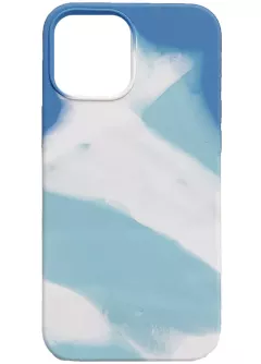 Чехол Silicone case full Aquarelle для Apple iPhone 12 Pro / 12 (6.1"), Бирюзово-белый