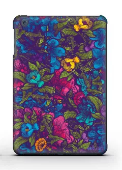 Чехол с цветочным принтом Qcase для iPad Mini - Flowers Violet