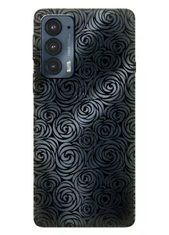Motorola Edge 20 прозрачный силиконовый чехол с принтом - Черные узоры
