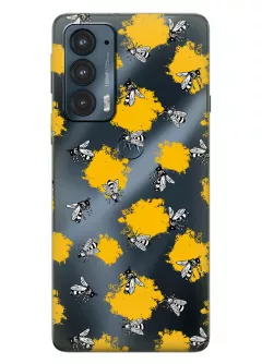 Motorola Edge 20 прозрачный силиконовый чехол с принтом - Пчелы