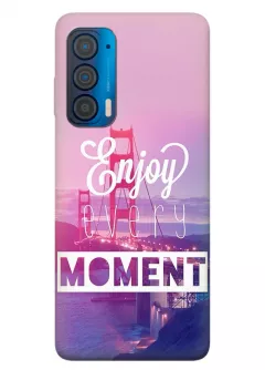 Накладка для Motorola Edge 2021 из силикона с позитивным дизайном - Enjoy Every Moment