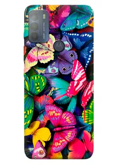 Motorola G50 бампер силиконовый с яркими разноцветными бабочкаии
