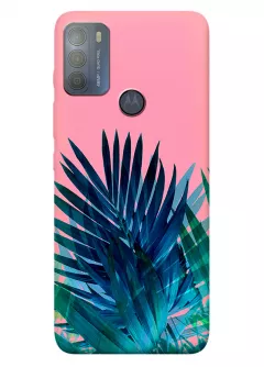 Motorola G50 дизайнерский чехол с листьями тропических пальым