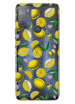 Motorola G50 прозрачный силиконовый чехол с принтом - Лимоны