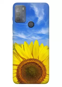 Красочный чехол на Motorola G50 с цветком солнца - Подсолнух
