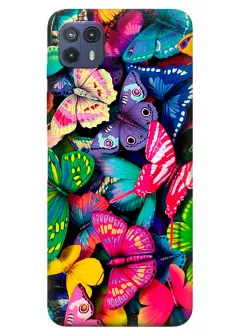 Motorola G50 5G бампер силиконовый с яркими разноцветными бабочкаии