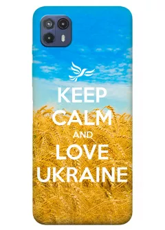 Бампер на Motorola G50 5G с патриотическим дизайном - Keep Calm and Love Ukraine