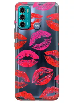 Motorola G60 прозрачный силиконовый чехол с принтом - Поцелуи