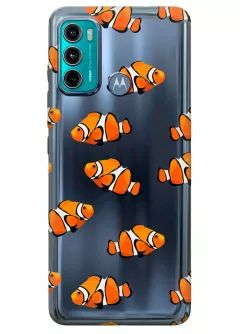 Motorola G60 прозрачный силиконовый чехол с принтом - Рыбки