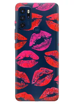 Motorola G60s прозрачный силиконовый чехол с принтом - Поцелуи