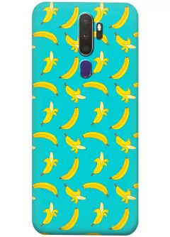 Веселый чехол на Oppo A5 (2020) / Oppo A9 (2020) с желтыми бананами из силикона