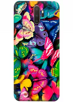Tecno Camon 17 бампер силиконовый с яркими разноцветными бабочкаии