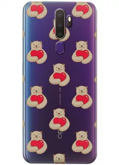 Tecno Camon 17 прозрачный силиконовый чехол с принтом - Влюбленные медведи