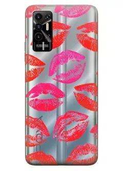 Tecno Pova 2 прозрачный силиконовый чехол с принтом - Поцелуи