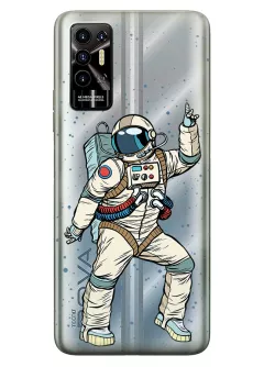 Пова 2 прозрачный силиконовый чехол с принтом - Веселый космонавт