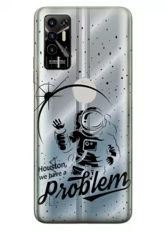 Пова 2 прозрачный силиконовый чехол с принтом - Космонавт с проблемой