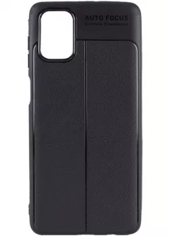 TPU чехол фактурный (с имитацией кожи) для Samsung Galaxy M51, Черный