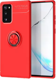 TPU чехол Deen ColorRing под магнитный держатель (opp) для Samsung Galaxy Note 20, Красный / Красный