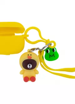 Силиконовый футляр Cute Charm для наушников AirPods Pro, Медведь в костюме / Желтый