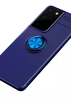 TPU чехол Deen ColorRing под магнитный держатель (opp) для Samsung Galaxy S21 Ultra, Синий / Синий