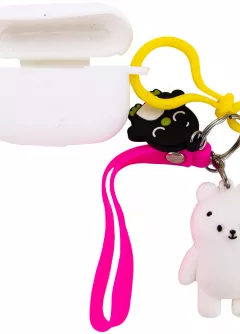 Силиконовый футляр Cute Charm для наушников AirPods Pro, Медведь / Белый