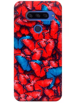 Чехол для LG G8s ThinQ - Красные бабочки