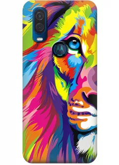 Чехол для Motorola One Vision - Красочный лев