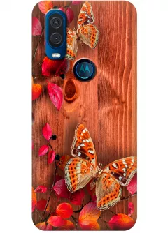 Чехол для Motorola One Vision - Бабочки на дереве